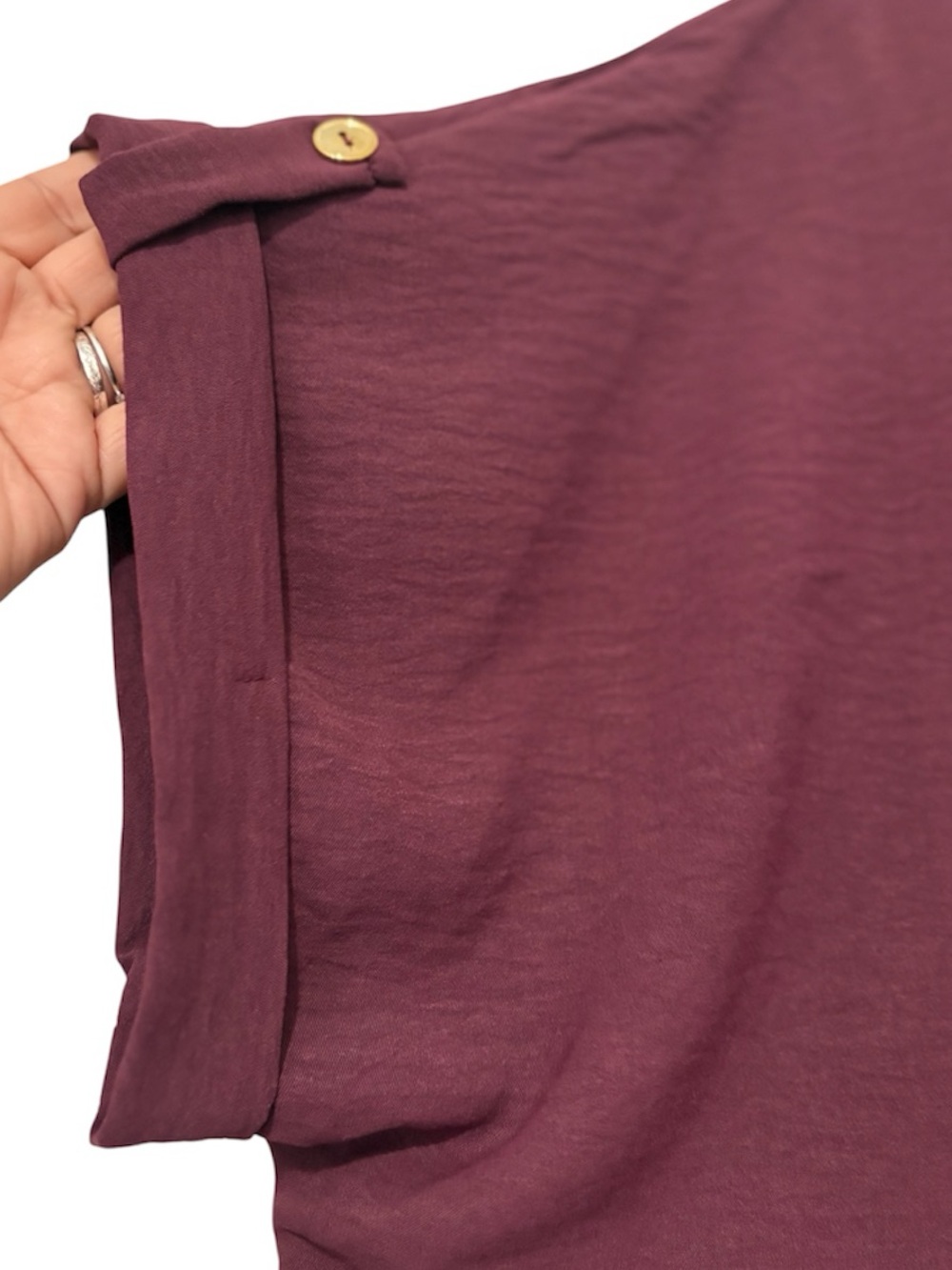 Espresso NWT Deep Burgundy Button-Front Short Sleeve Blouse - Picture 3 of 7